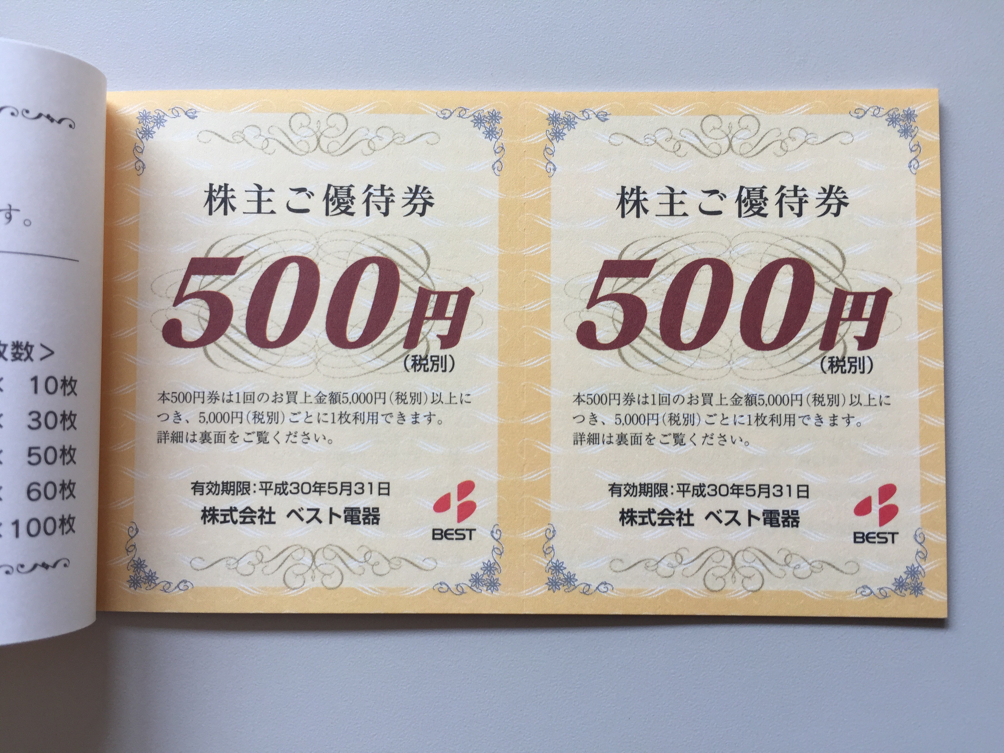 ヤマダ電機 ベスト電器 株主優待券 50000円 (500円×100)